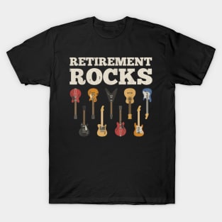 Vintage Retirement Rocks Guitar Player Funny Guitarist Humor Outfit T-Shirt